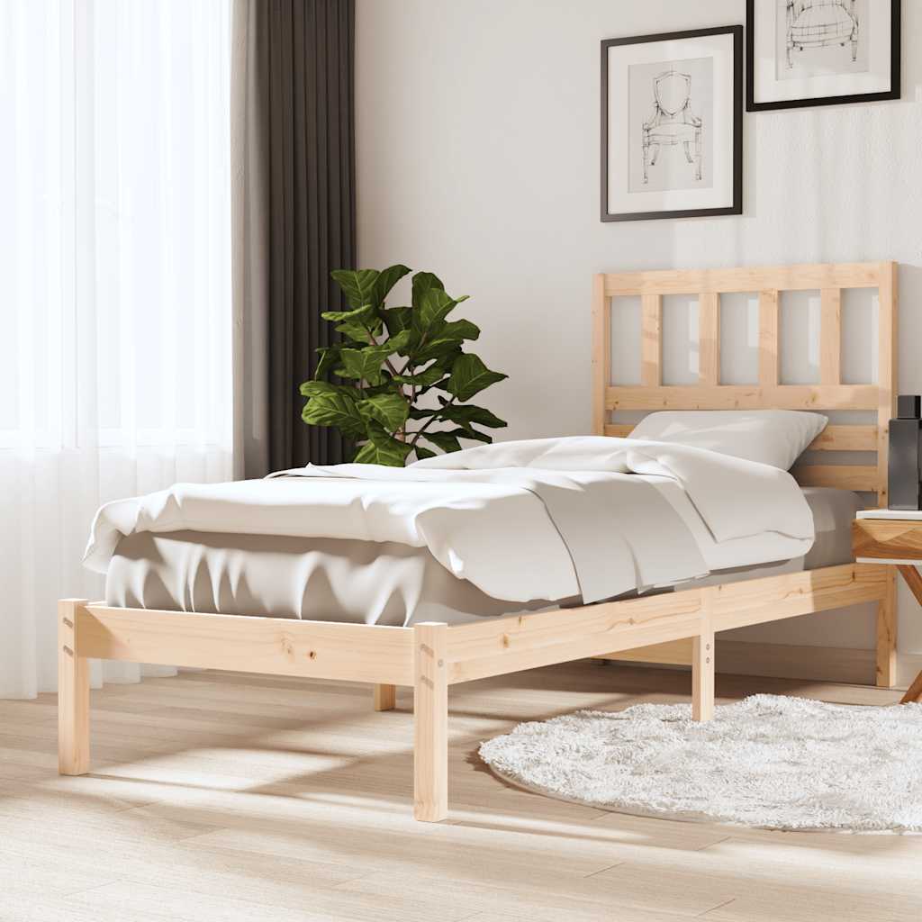 Solid Wood Bed 75x190 cm Pine