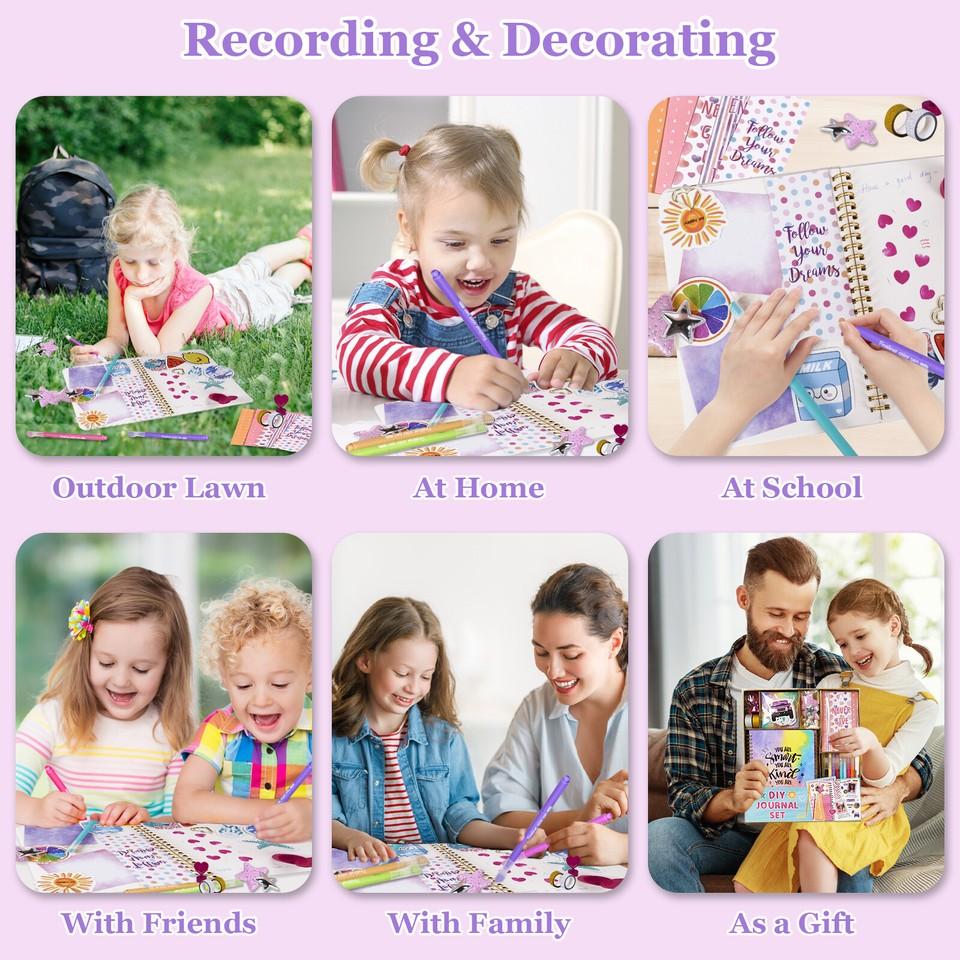 98Pcs DIY Journal Set Scrapbooking Journaling Arts Craft Kits Decor Toy Desirable Gift