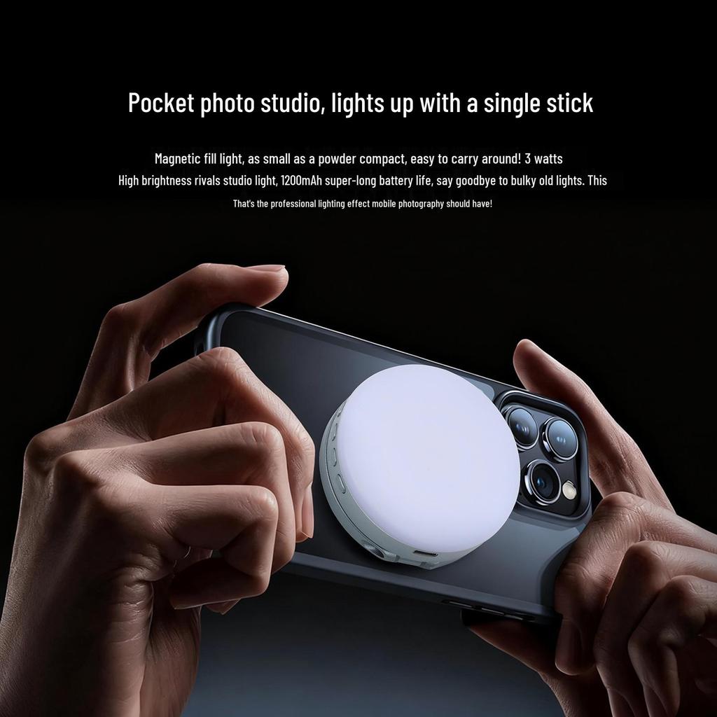 Portable Magnetic Fill Light & Makeup Mirror for Live Streaming and Travel