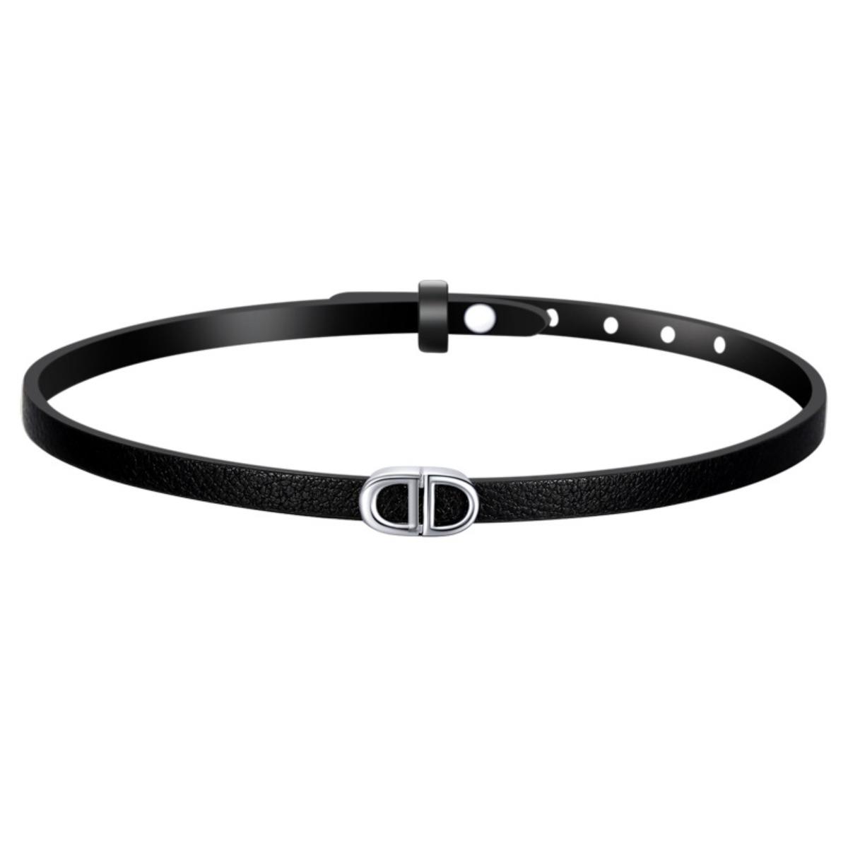 

Коротке намисто з ремінцем на шиї з подвійною літерою D. Елітні ювелірні вироби з ланцюжком і коміром для ключиці чорний