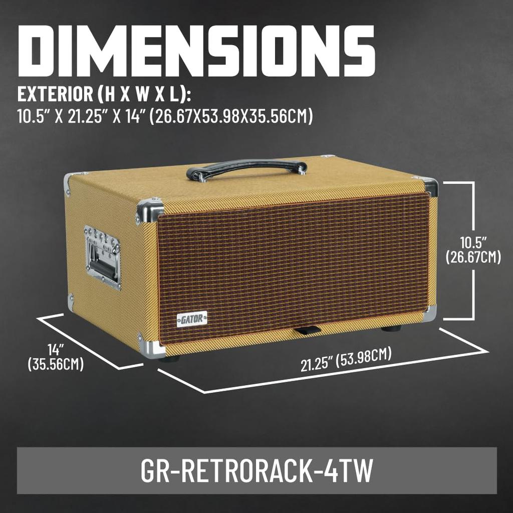 GATOR Rack Case Vintage Amp Style Retro Rack Series 4U Tweed GR-RETRORACK-4TW (Mounting Screws/washers Included) []