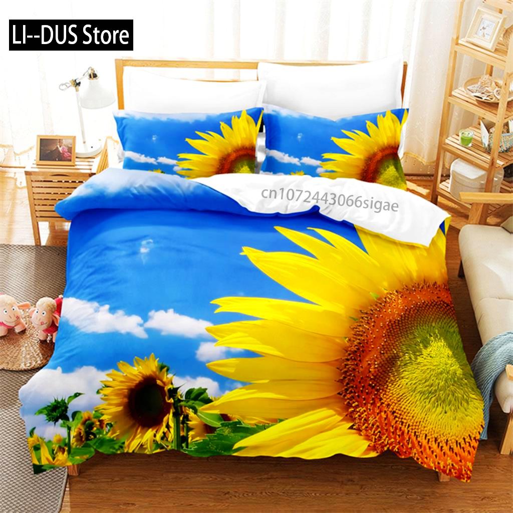 

Comforter Sunflower Queen Bedding Set Bedding Digital Printing King Size Bedding Set Comforter (quilt)-EU Single(135*200cm)3pcs