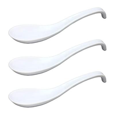 Set of 3 Made In Japan 16cm Smooth Astragalus White Mino Ware Spoon Astragalus Ceramic Dishwasher Safe with Stopper Commercial Use