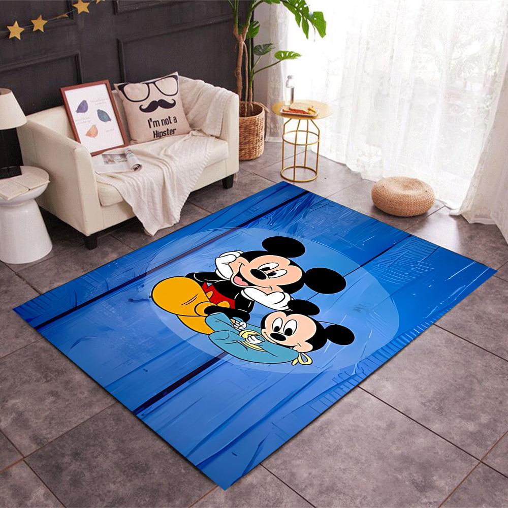 Mickey Mouse In Starry Night Disney Cartoon Theme Anti-Slip Rug - Polyester, Home Decor, Suitable for Bedrooms, Living Rooms, Doorways, and Studios