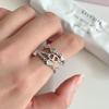European & American Fashion Open Adjustable Heart Zirconia Pig Nose Chain Index Finger Ring for Women