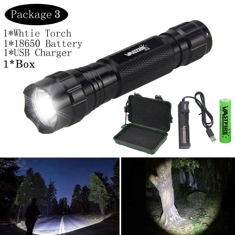 5000LM Led Hunting Flashlight Tactical Green/RED Weapon Light Outdoor Camping/Hiking/Hunting Torch+18650+Charger