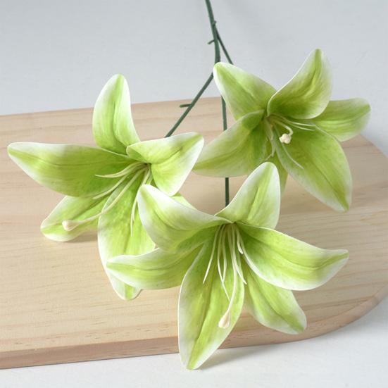 Artifical Lily Flowers with 3 Heads Full Bloom Real Touch Long Stem Fake Lily Bouquet for Home Hotel Flower Arrangement Wedding Party Decor