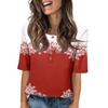 Women's Everyday Casual Mid-Sleeve Mid-Neckline Christmas Print Top