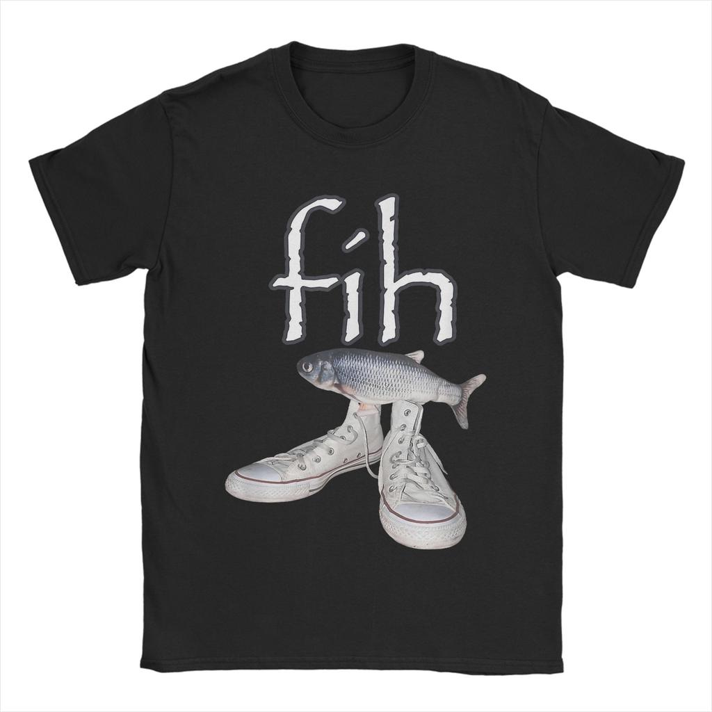 Unisex S TShirts Fih Shoes Fish Meme Vintage 100 Cotton Tees Short Sleeve T Shirts Crewneck Tops Original