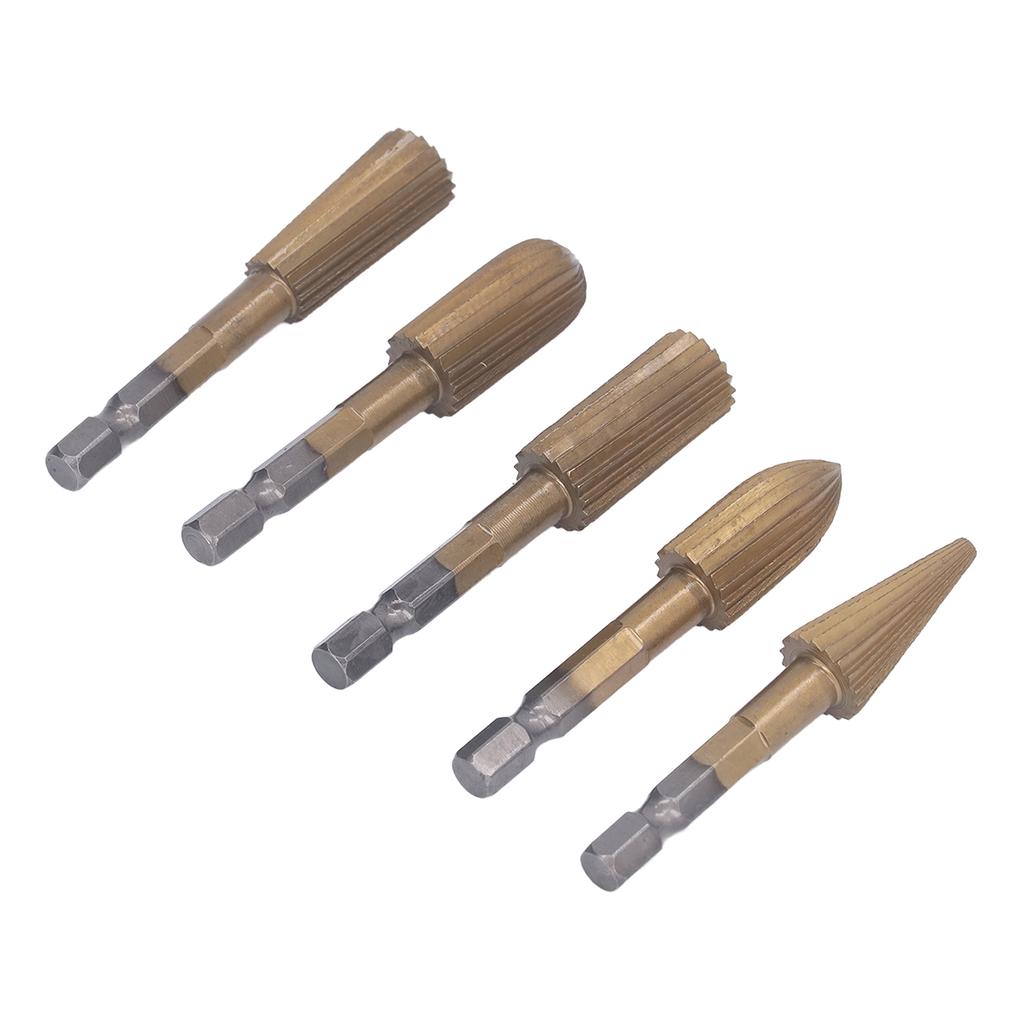 5PCS Rotary File Tools 14in Shank Double Cut Burr Files Woodworking Grinding Carving Files