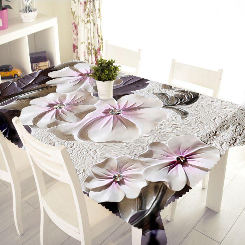 Embossed Flower Tablecloth Creative Colorful Wallflower Pattern Washable Thicken Rectangular Table Cloth For Wedding