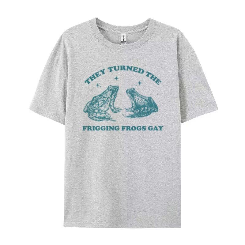 Trendy Retro Cute Frog Gay Graphic Tees Funny Meme LGBT TShirt Cool Gay Lesbian Pride Month T Shirt Unisex Summer Tops Gifts