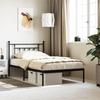 Vidaxl Metal Bed Frame with Headboard, Black, 107X203 Cm