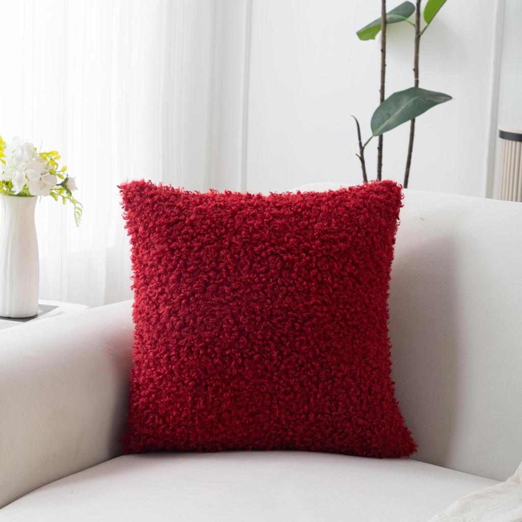Solid Color Plush Pillow Cover Teddy Velvet Thicke Pillowcase Ultra-Soft Modern Minimalist Sofa 40/45cm Cushion Cover Home Decor