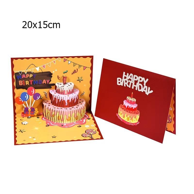 Birthday Greeting Card Creative 3D Strawberry Cake Music Lighting Advanced Blessing Cards For Friends Birthday Supplies