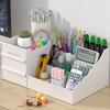 1ks Bílý Nový Úložný box na make-up se zásuvkami Dokončovací plastová police na kosmetiku a péči o pleť na psací stůl do ubytovny