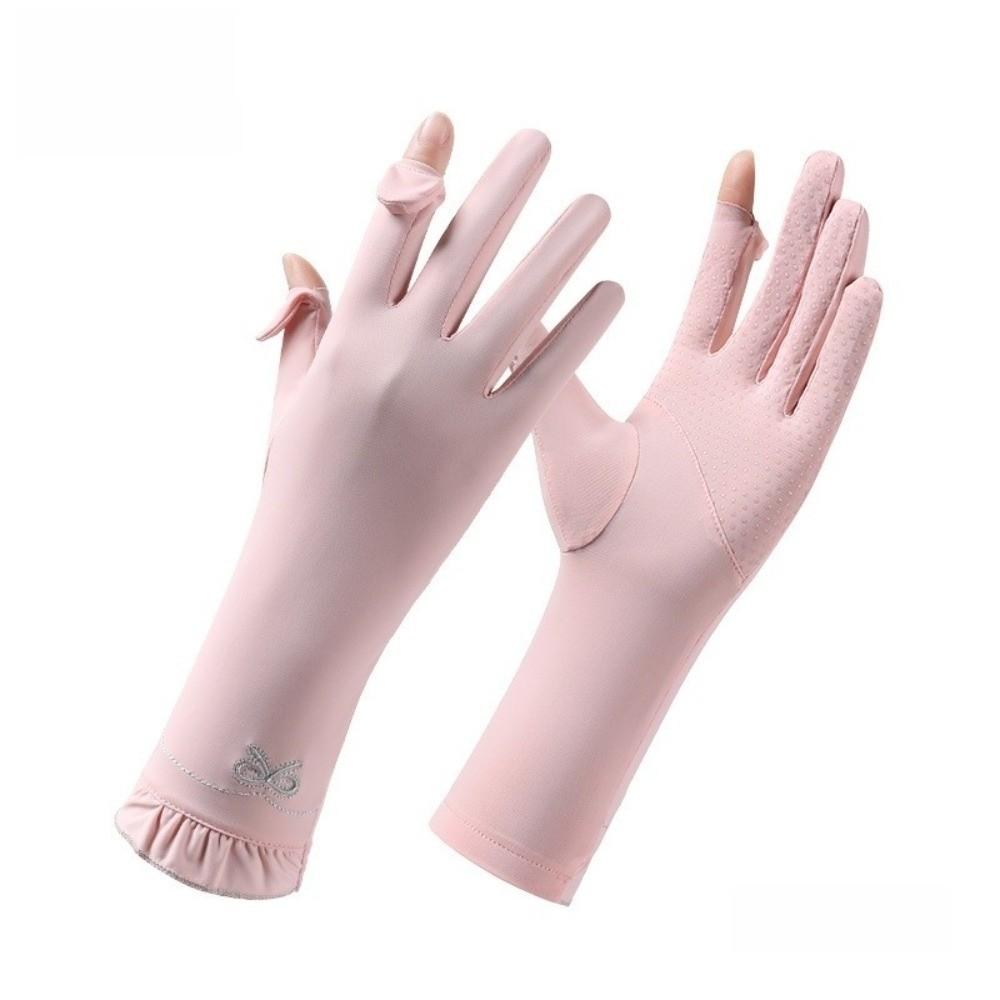 Lace Sun Protection Gloves UV Protection Ice Silk Gloves Lightweight Sunscreen Gloves for Summer