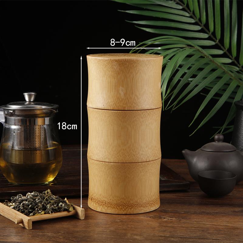 Handmade Tea Box Bamboo Storage Box Tea Canister Lid Seal Kitchen Storage Jars PortableTea Coffee Beans Spice Box Case Organizer
