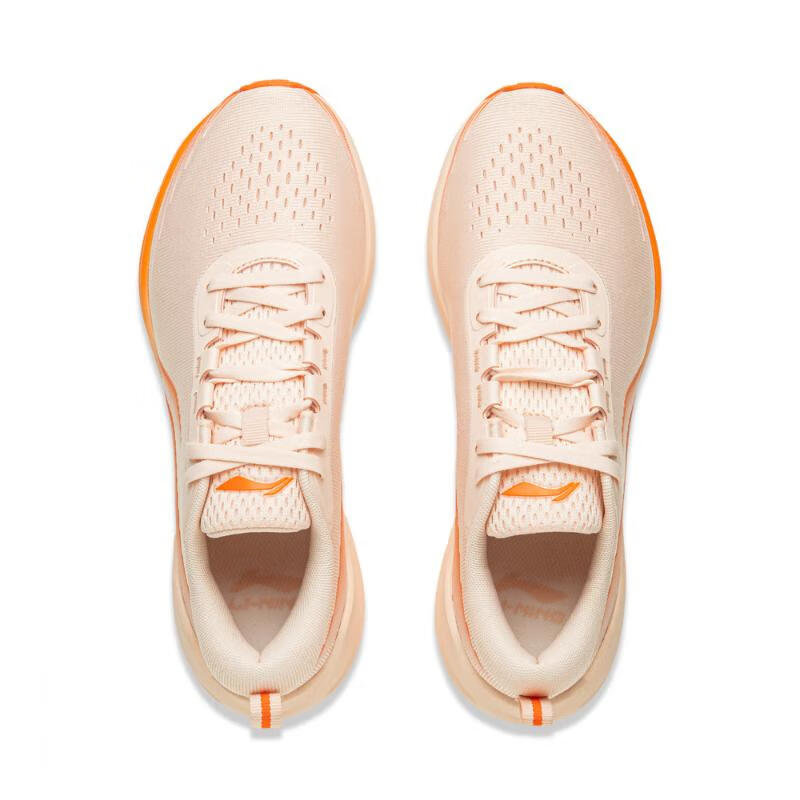 Li Ning Tread Wind Comfortable Simple Non-Slip Wear-Resistant Low-Top Running Shoes Women sneaker Beige Orange AGLU322-5