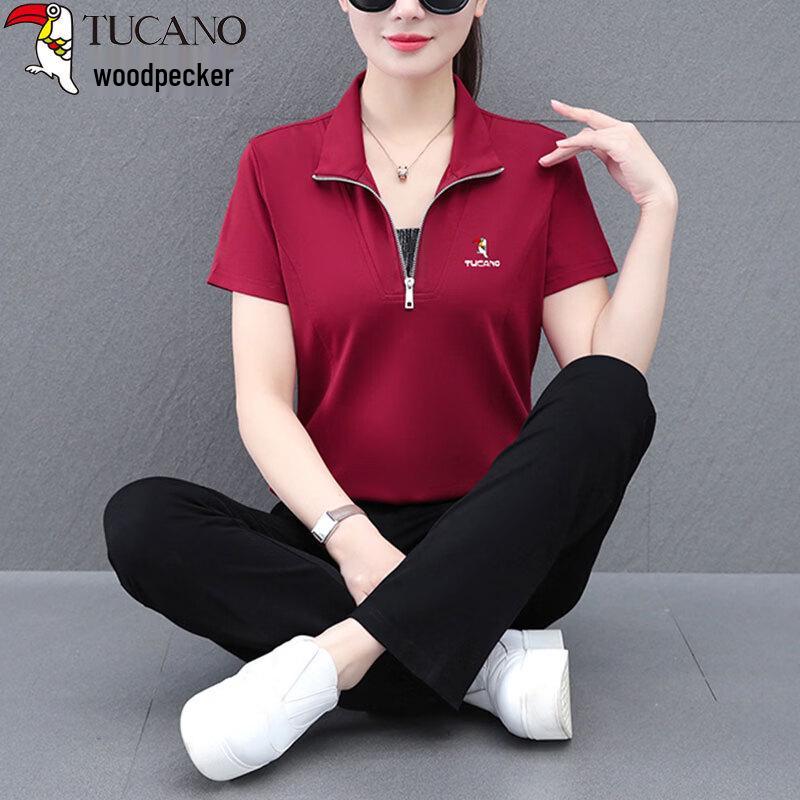 

Women s Summer POLO Shirt & Straight Pants Set XL