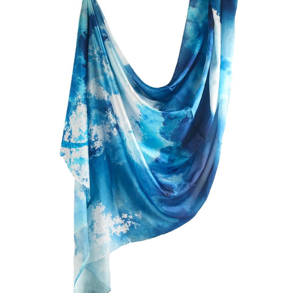 Silk Printed Ethnic Headscarf Shawl - 180x85cm