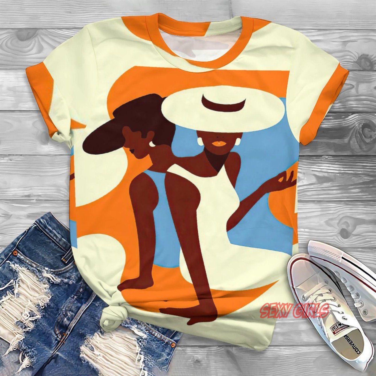 

Африканская женская футболка Сексуальная футболка с 3D-принтом Женская мода футболки Сексуальные футболки Harajuku Топы Футболки Графические свободные топы Спортивные 6XL