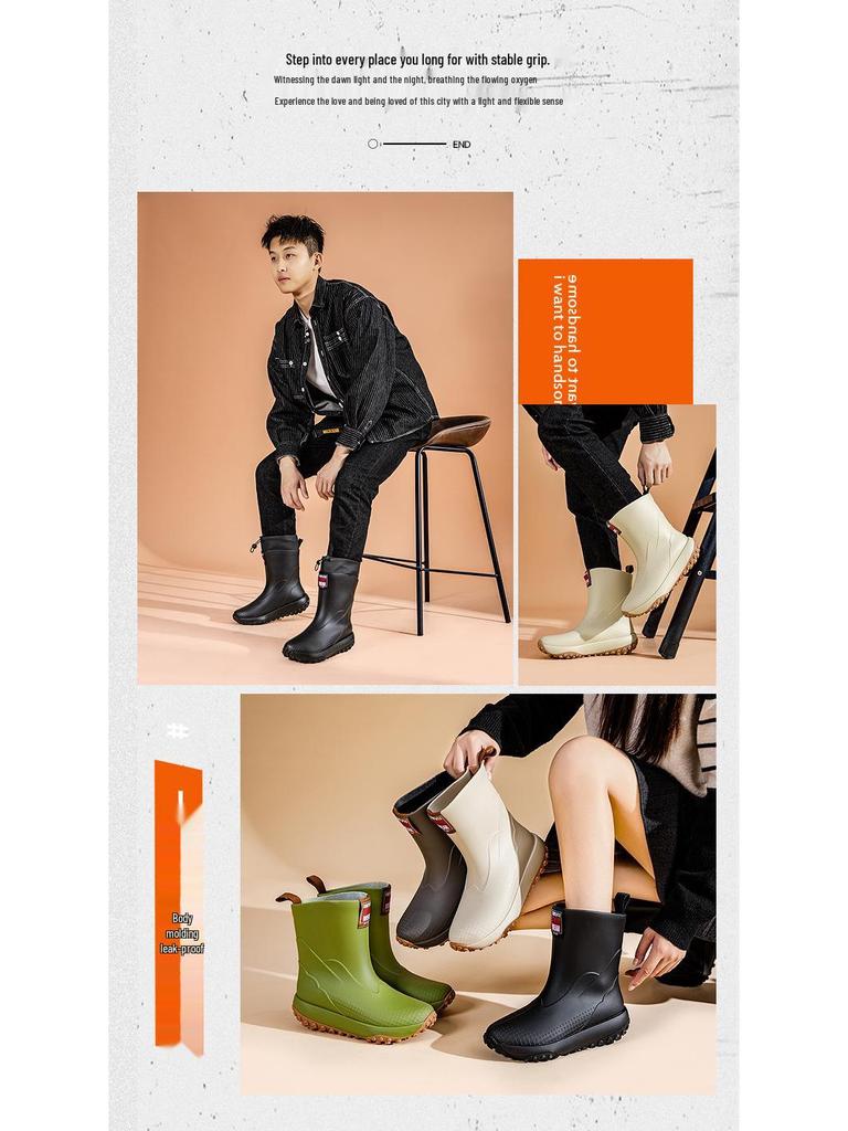 Unisex Baby-Regenstiefel - Kurz, Rutschfest, Winddicht, Aus einem Stück geformtes Gummi mit warmem Kordelzug am Knöchel.