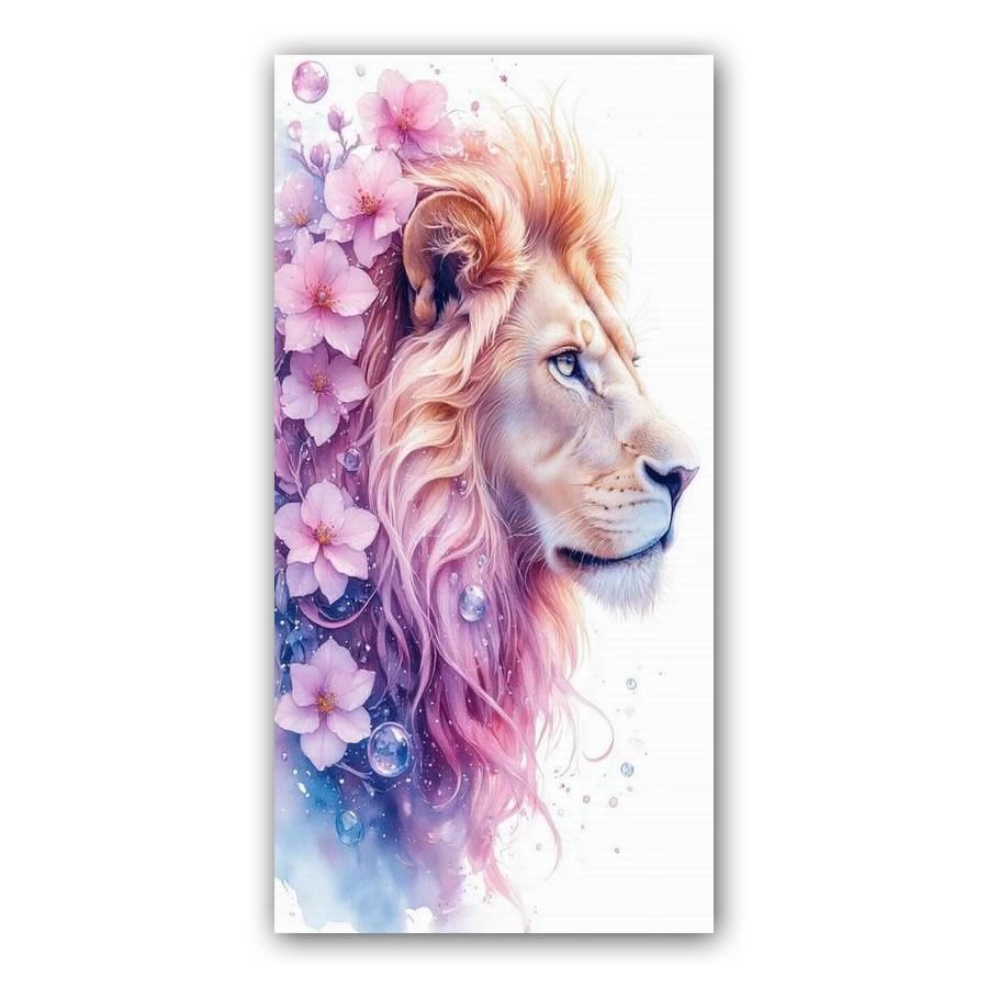 

Pink Flower Lion Large Size Diamond Painting New Collection Animals Diy Full Drill Rhinestone Embroidery Mosaic Cross Stitch Kits Square drill 30x60cm