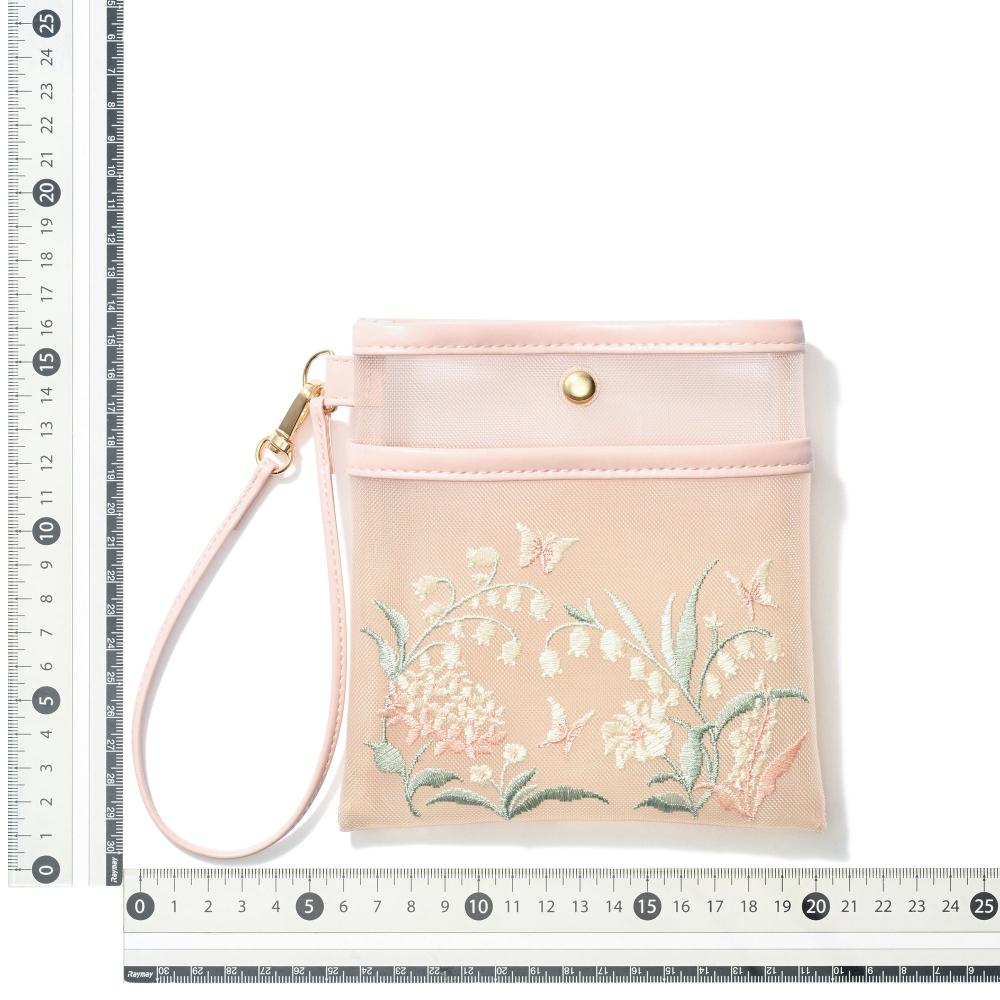 Franc Franc Japan Mesh Embroidered Handkerchief Pouch Pink