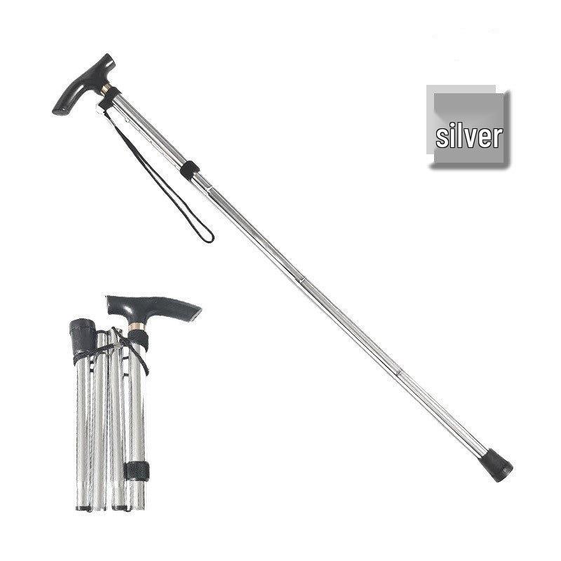 Adjustable Anti-Slip Aluminum Alloy Telescopic Folding Climbing Cane for Elderly – 5-Section Reinforcement