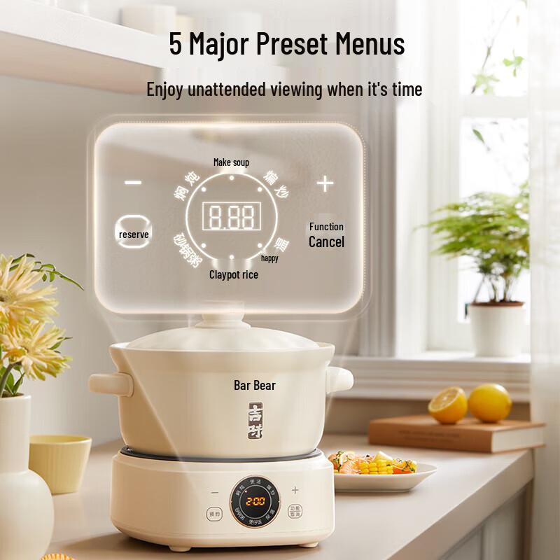 Little Bear 3L Multi-function Electric Ceramic Stew Pot CN Plug (adapter Included)