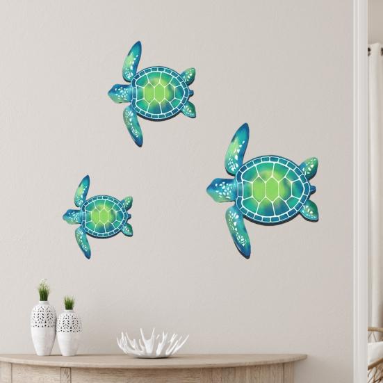 3 Stück Holz Meeresschildkröte Wanddeko Strand Thema Schildkröte Wandkunst Skulptur Vintage Küsten Wandbehang Ornament für Zuhause Seehaus Badezimmer