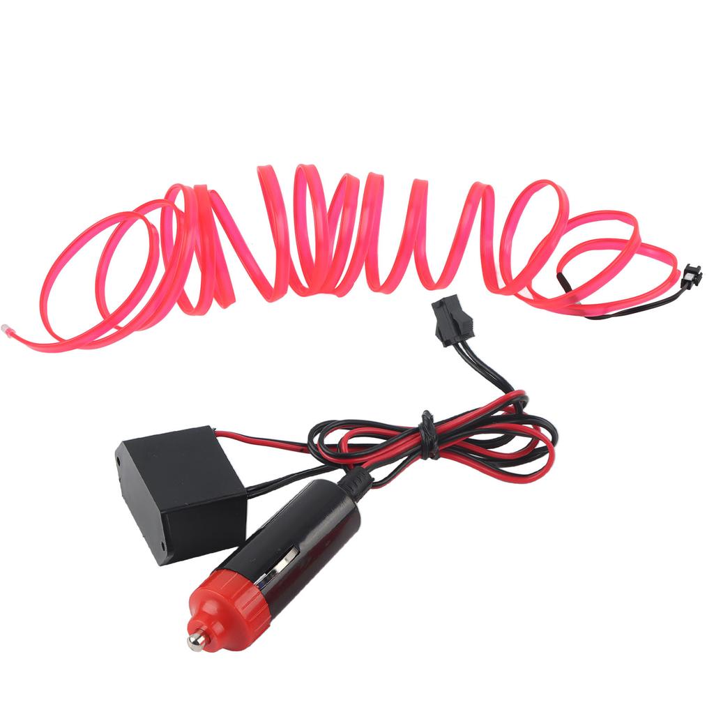 Car Decorative Light Strip Interior Lighting Auto LED EL Cold Lamp Modification Parts 4 MetersPink
