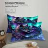 Wolf Couple Bedding Set Blue Purple Aurora Floral Print Bedding Set With Duvet Cover  Pillowcases For Bedroom Decor