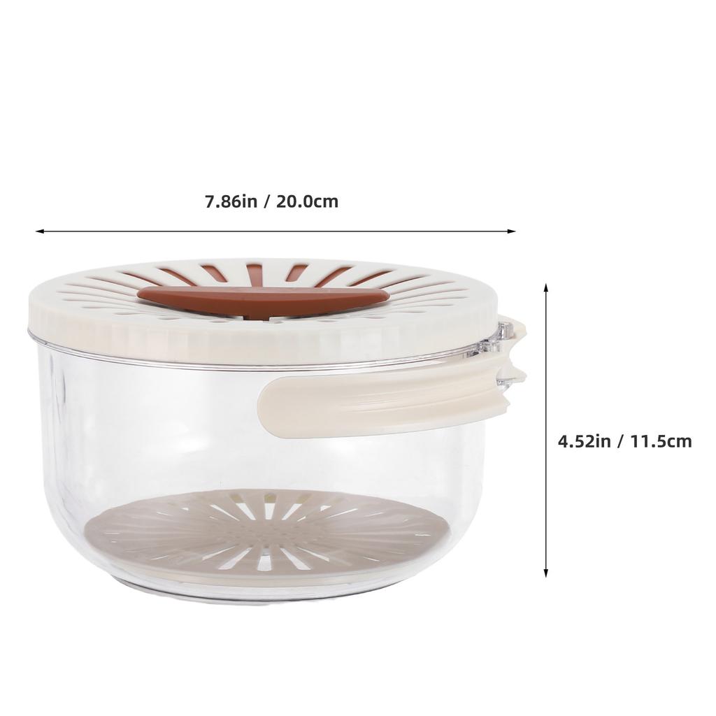 Double Layer Fruit Drainer Basin Beige Foldable Handle Plastic Vegetable Washing Basket Kitchen Fridge Storage Container