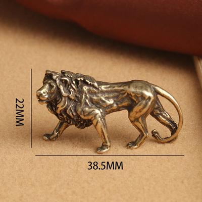 Reines Kupfer Majestätischer Löwenkönig Miniaturen Figuren Schreibtischdekorationen Vintage Messing Mini Drache Tierstatue Heimdekor Ornament