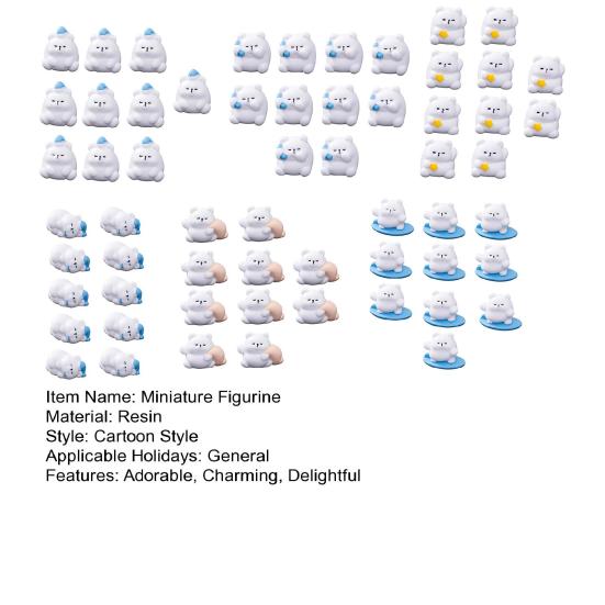 60 Pcs Mini Resin Polar Bear Figurine Tiny Little Arctic Animal Statue Small Polar Bear Penguin Miniature Figures for DIY Crafts
