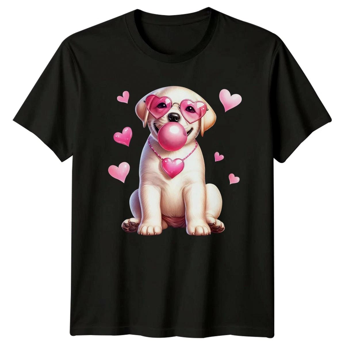 Puppy Dog Heart Sunglasses Valentines Day Mens Womens Graphic Tee XXXXL