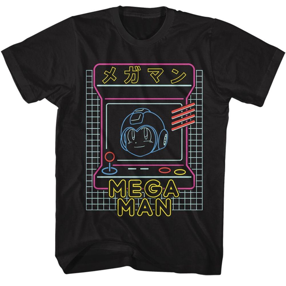 Mega Man Neon Arcade Black Gaming Shirt M