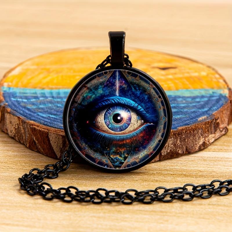 

Намисто з дорогоцінними каменями The Eye of Truth Time, вінтажна декоративна креативна скляна підвіска для чоловіків і жінок. чорний