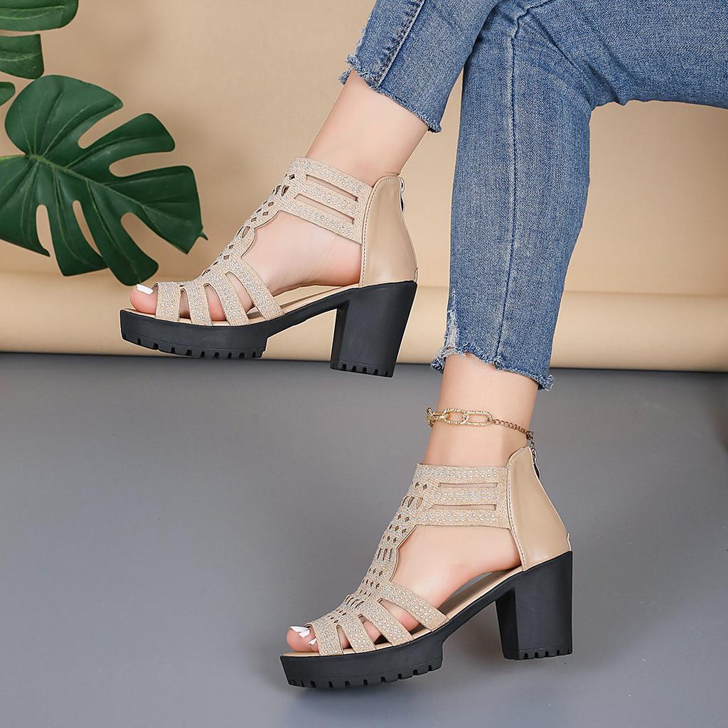 Fashion Women High Heel Sandals Summer Rome Fashion Hollow Platform Sandals Comfortable Outdoor Casual Dress Shoes Sandalias De Mujer
