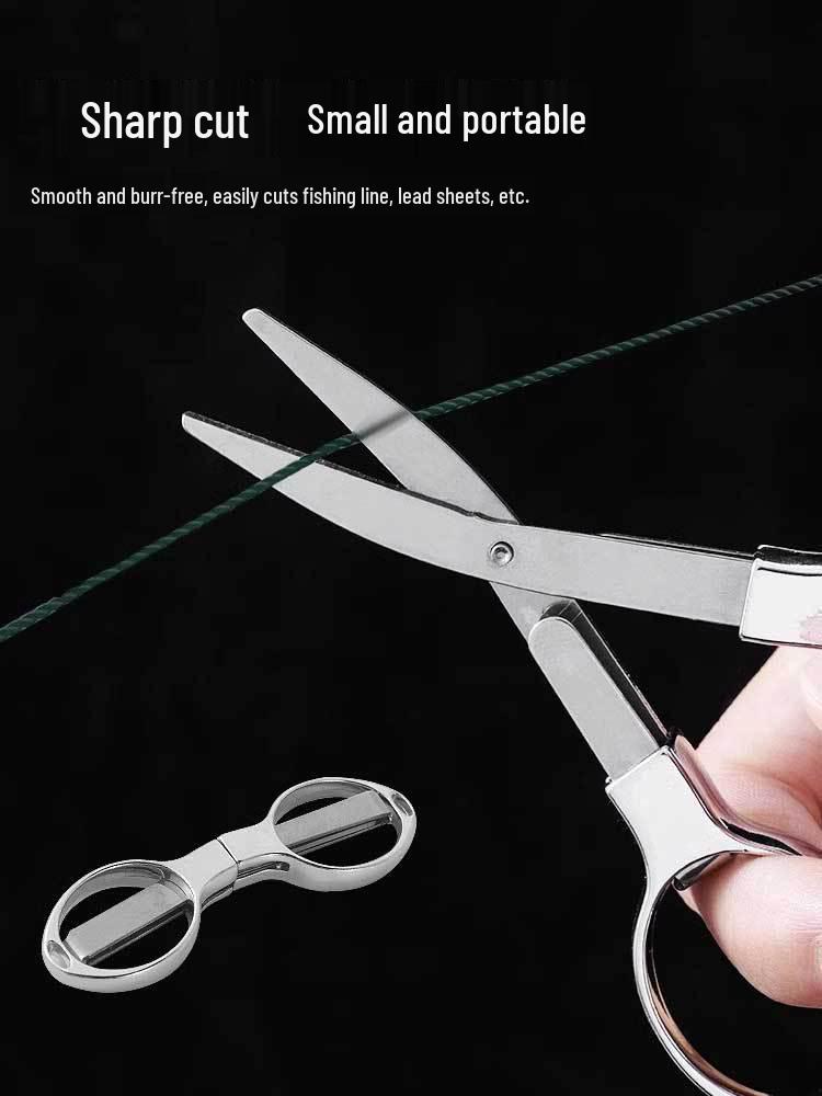 Compact Foldable Stainless Steel Fishing Scissors: Multi-functional for PE Line, Lead Sheet, and Line Ends