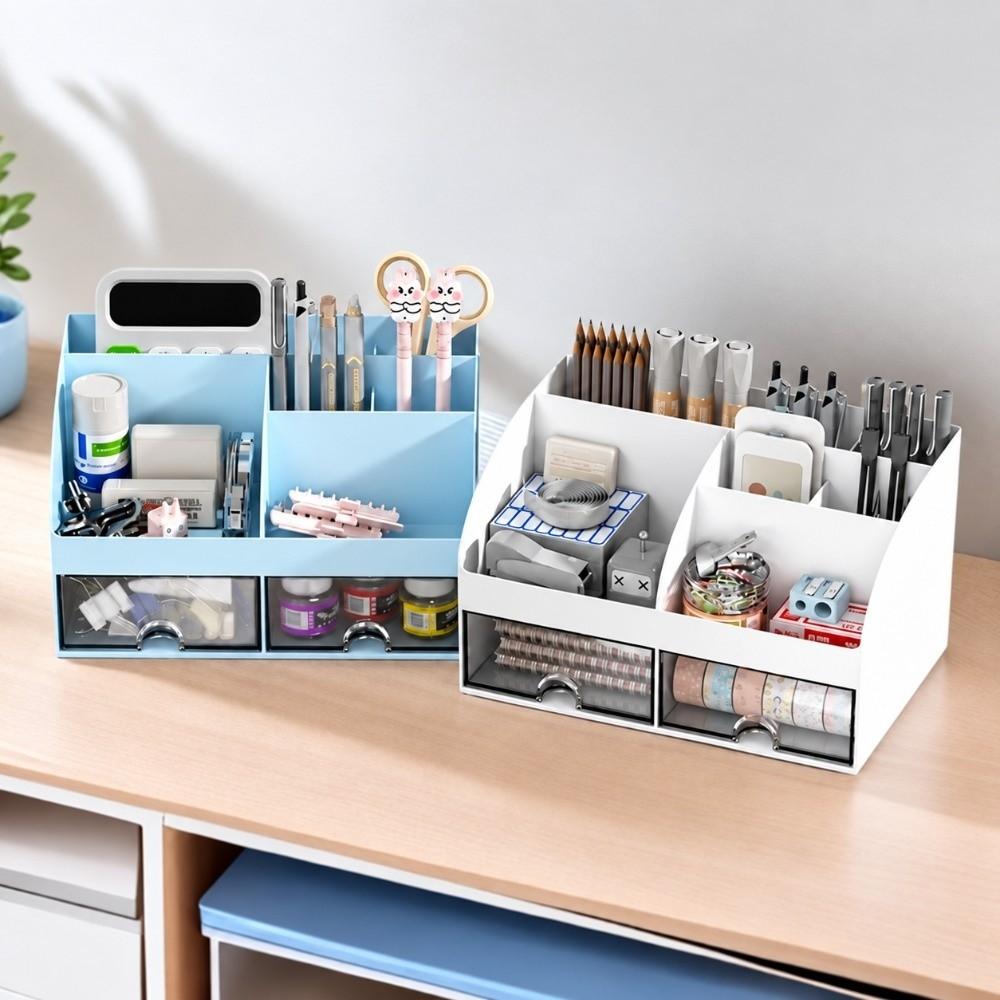 Transparent Drawers Makeup Organizer Large Capacity Pen Holder Practical Desk Organizer School