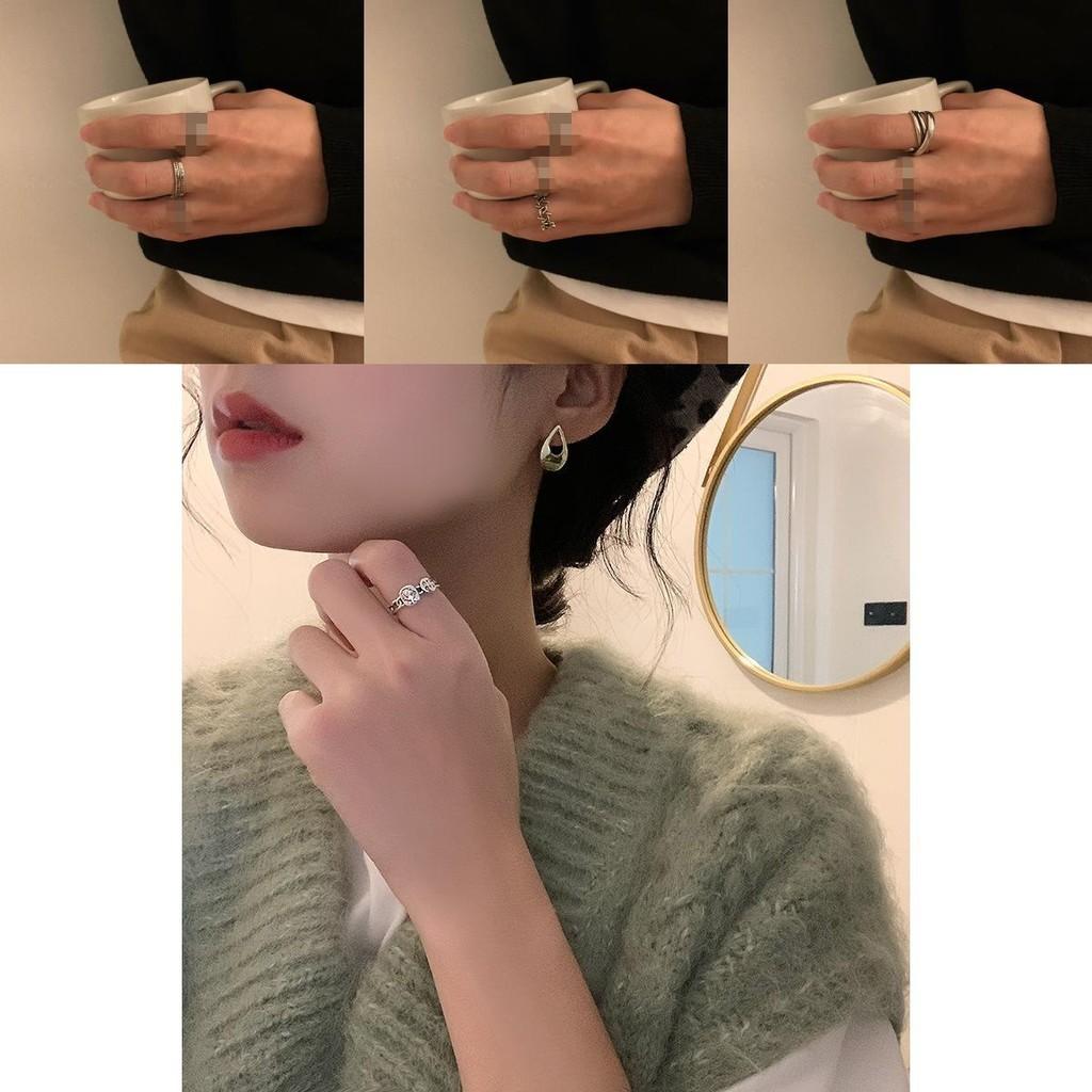 Vintage Open Finger 925 Sterling Silver Ring For Women Stylish Ins Aesthetic Jewelry