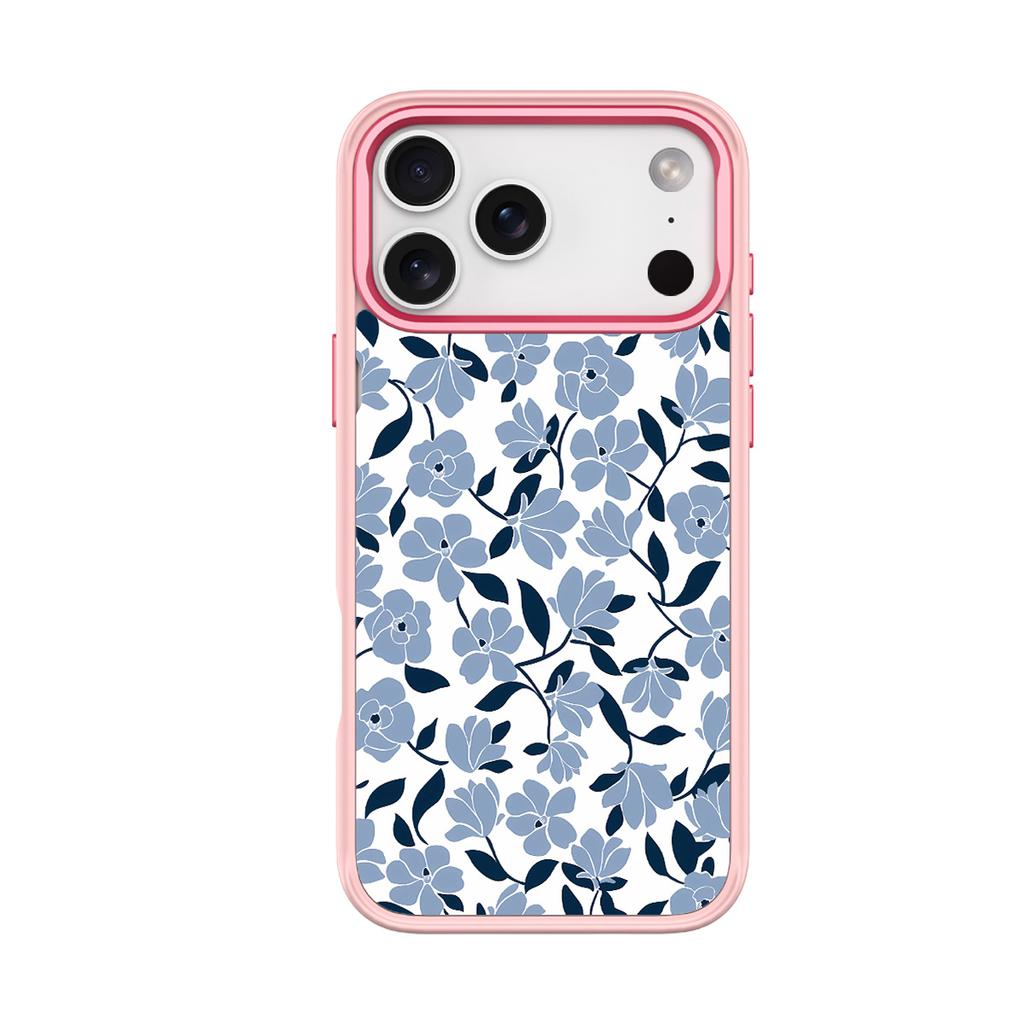 Applicable To Apple 17pro Mobile Phone Case, Advanced Sense 16 Replaceable Back Plate 15promax Magnetic Mobile Phone Case, Blue and Black Flower.