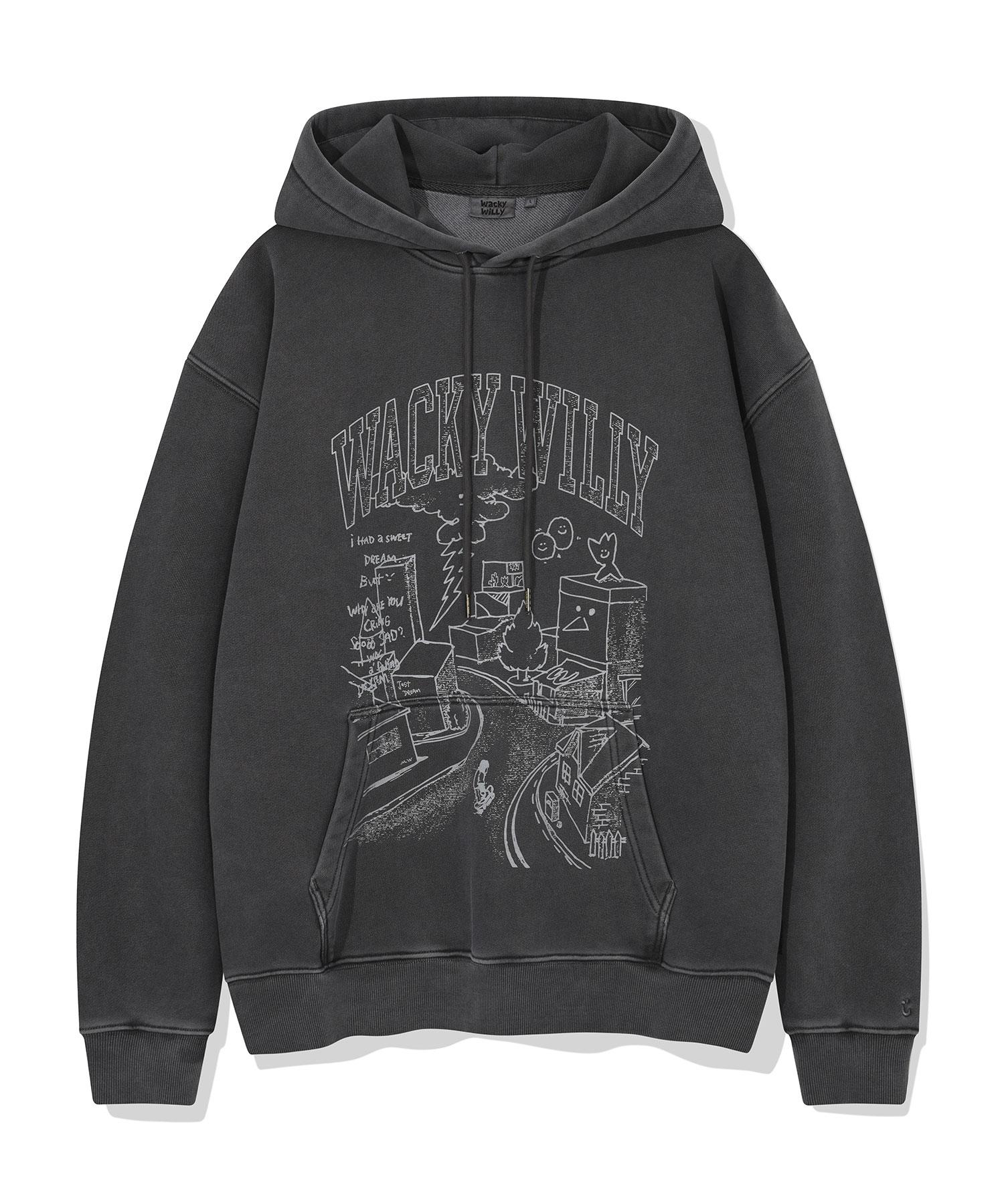 Wacky Willy Pigment Graphic Hood Charcoal S