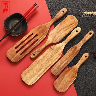 5 Parça Pişirme Spatula Seti, Pizza Atıştırmalık Karıştırma İçin Uygun Pişirme Spatulası, Tik Ağacı Spatula Seti