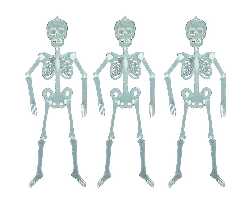 Svítící Kostra Panenka 30cm Sada 3 Luminous Skeleton Toy Party Room Autodekorace Hororová Figurka