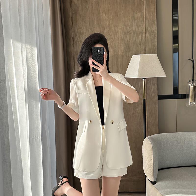 Women's Short Sleeve Suit Jacket & Shorts Set