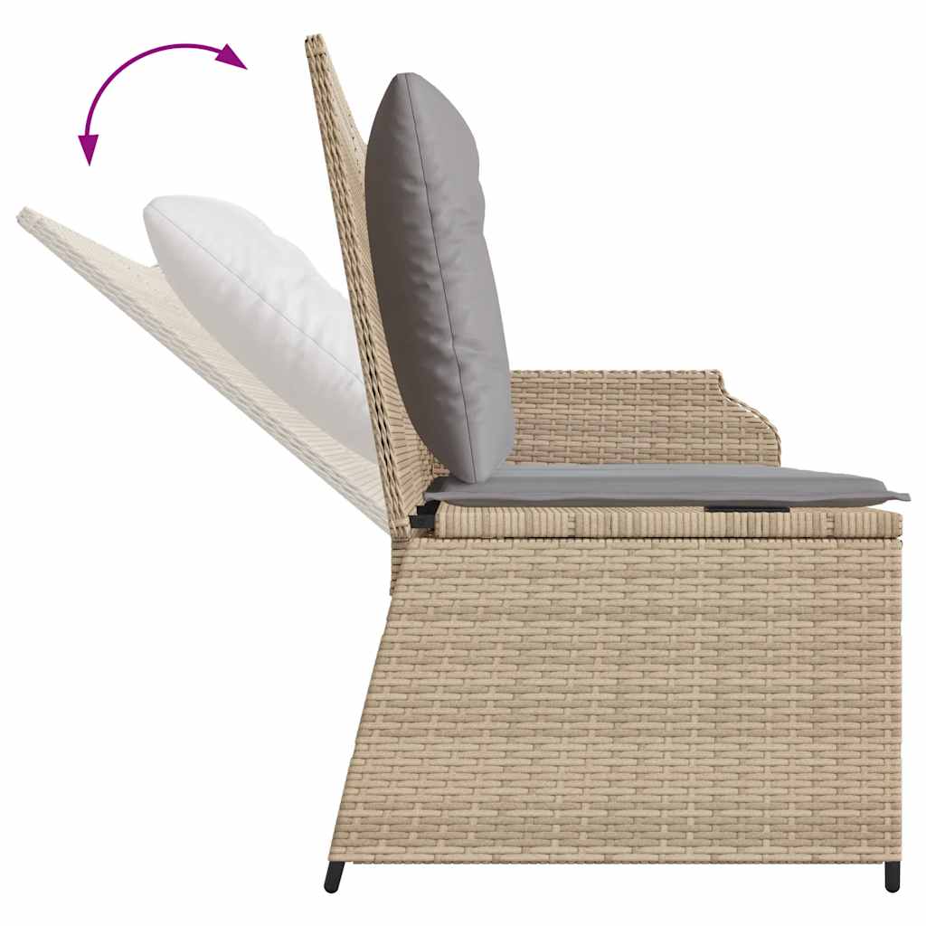 Vidaxl Panca da Giardino Pieghevole con Cuscini, Beige, Polyrattan
